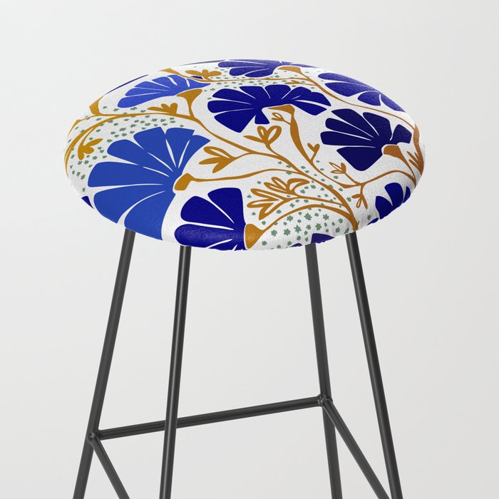 Klimts always blooming good mood bright blue Stool Gallery Image 2