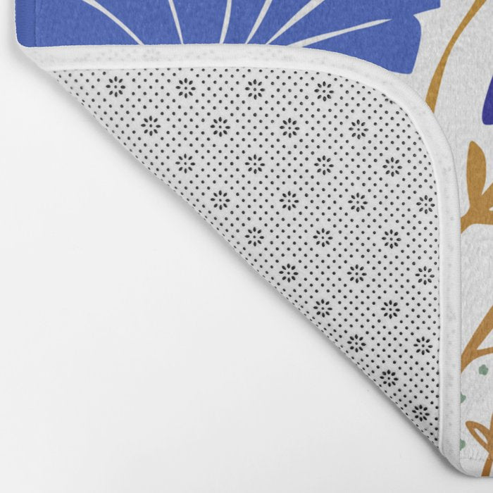 Klimts always blooming good mood bright blue Bath Mat Gallery Image 2