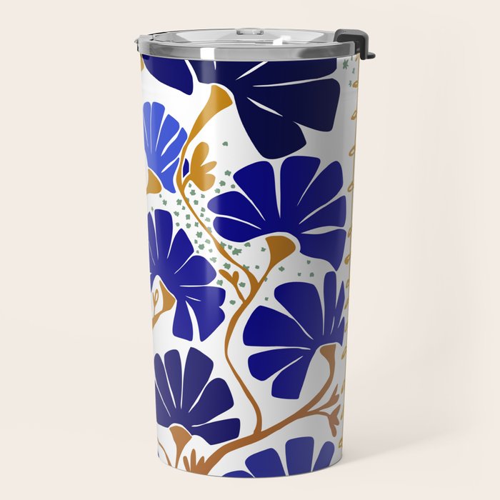 Klimts always blooming good mood bright blue Travel Mug Gallery Image 2