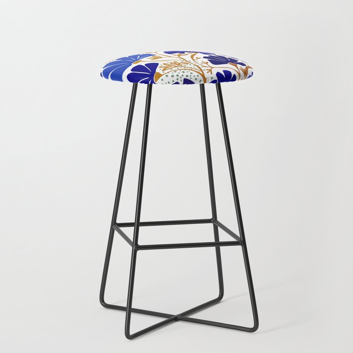 Klimts always blooming good mood bright blue Stool Gallery Image 1