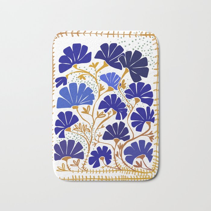 Klimts always blooming good mood bright blue Bath Mat Gallery Image 1