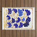 Klimts always blooming good mood bright blue Outdoor Rug Gallery Image 1
