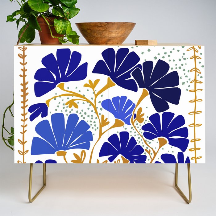 Klimts always blooming good mood bright blue Credenza Gallery Image 1