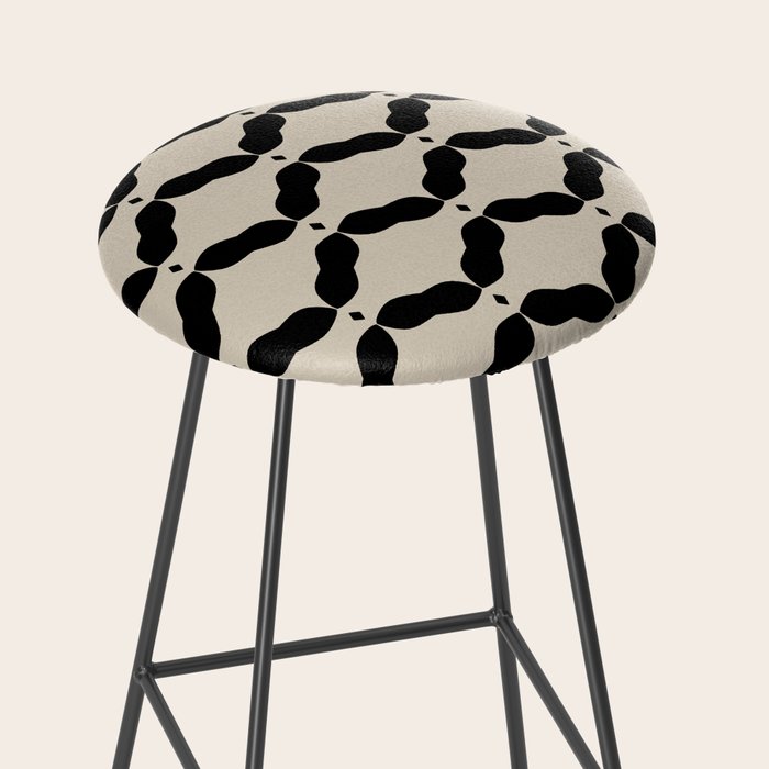 Monochrome Geometric Diamond Pattern Stool Gallery Image 2