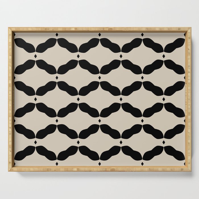 Monochrome Geometric Diamond Pattern Serving Tray Gallery Image 1
