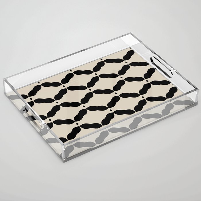 Monochrome Geometric Diamond Pattern Acrylic Tray Gallery Image 1