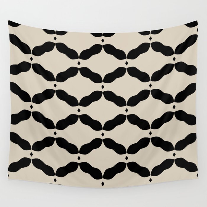Monochrome Geometric Diamond Pattern Wall Tapestry Gallery Image 1