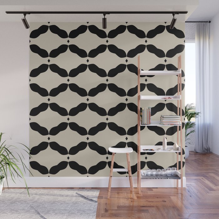 Monochrome Geometric Diamond Pattern Wall Mural Gallery Image 1