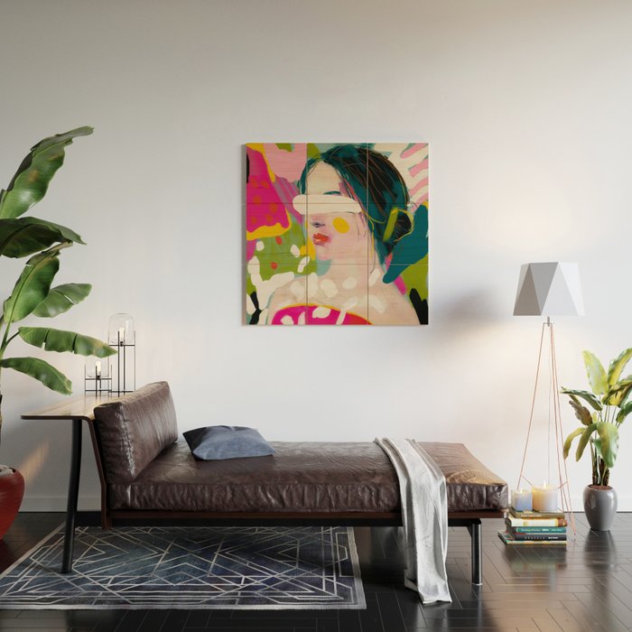 look at me, woman portrait contemporary Wood Wall Art Gallery Image 2