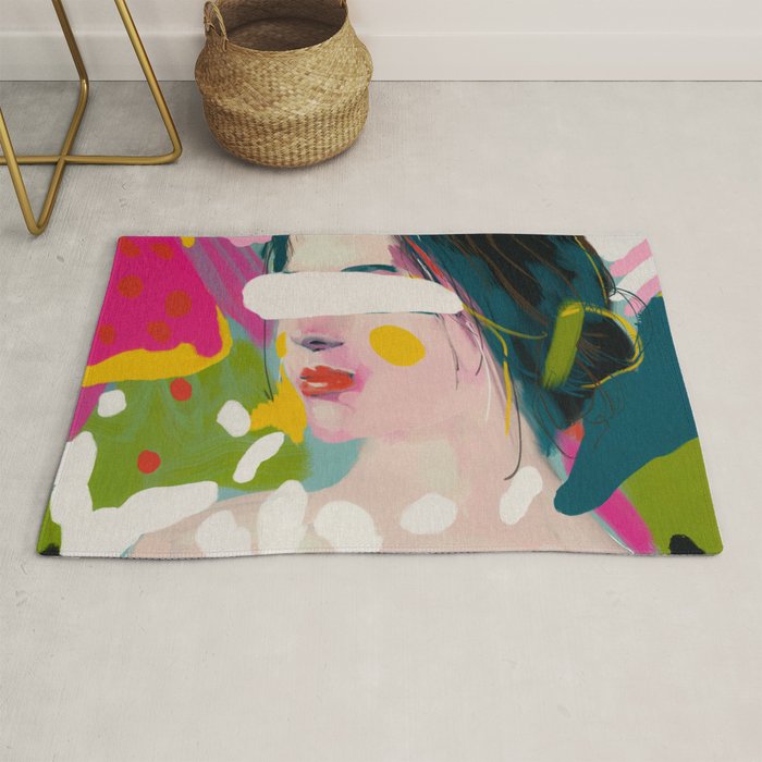 look at me, woman portrait contemporary Rug Gallery Image 1