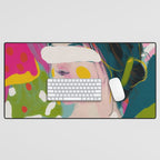 look at me, woman portrait contemporary Desk Mat Gallery Image 1