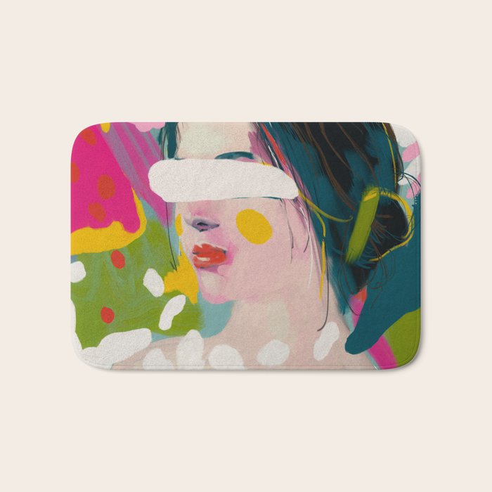 look at me, woman portrait contemporary Bath Mat Gallery Image 1