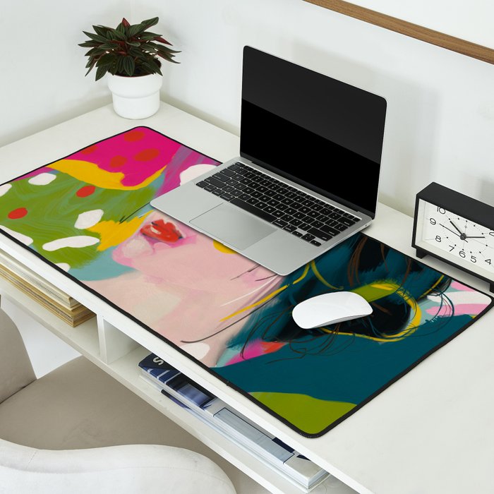 look at me, woman portrait contemporary Desk Mat Gallery Image 2