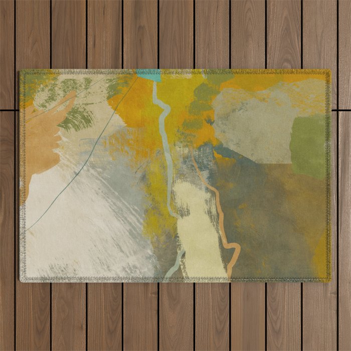 summer green abstract art 3 Outdoor Rug Gallery Image 1
