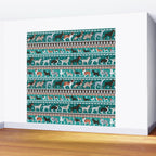Fluffy and bright fair isle knitting doggie friends // pine and java green background brown orange white and grey dog breeds  Wall Mural Gallery Image 2