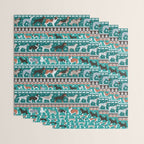 Fluffy and bright fair isle knitting doggie friends // pine and java green background brown orange white and grey dog breeds  Wrapping Paper Gallery Image 3