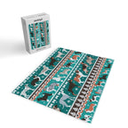 Fluffy and bright fair isle knitting doggie friends // pine and java green background brown orange white and grey dog breeds  Jigsaw Puzzle Gallery Image 2