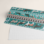 Fluffy and bright fair isle knitting doggie friends // pine and java green background brown orange white and grey dog breeds  Wrapping Paper Gallery Image 2