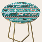 Fluffy and bright fair isle knitting doggie friends // pine and java green background brown orange white and grey dog breeds  Side Table Gallery Image 2