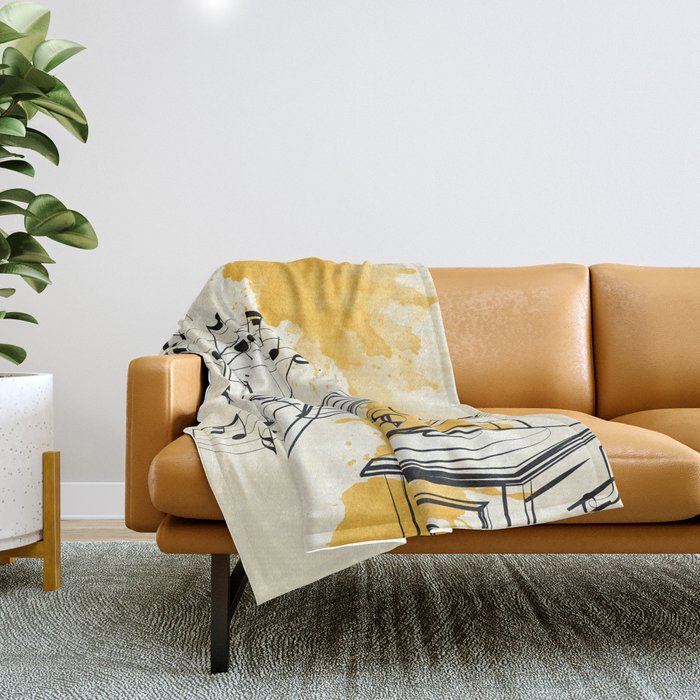 Abstract Minimal Musical Instrument 2 Throw Blanket Gallery Image 1