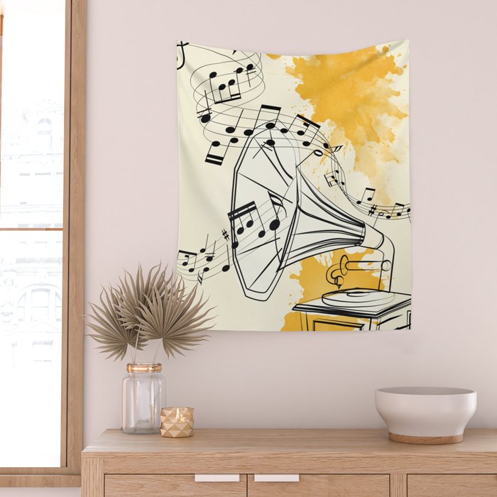 Abstract Minimal Musical Instrument 2 Wall Tapestry Gallery Image 2