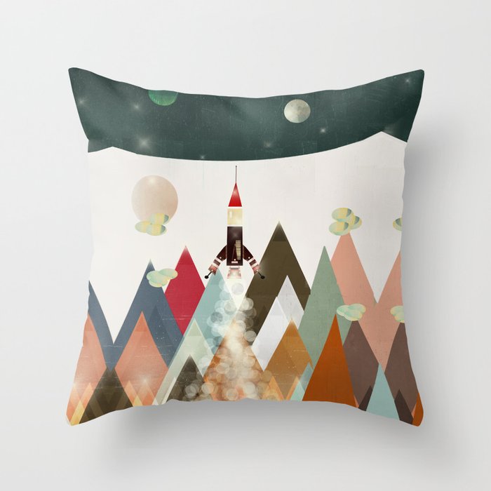 living on the moon Throw Pillow Gallery Image 1