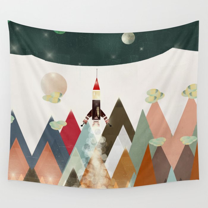 living on the moon Wall Tapestry Gallery Image 4