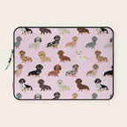 Dachshund dog breed pet pattern doxie coats dapple merle red black and tan Laptop Sleeve Gallery Image 1