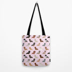 Dachshund dog breed pet pattern doxie coats dapple merle red black and tan Tote Bag Gallery Image 2