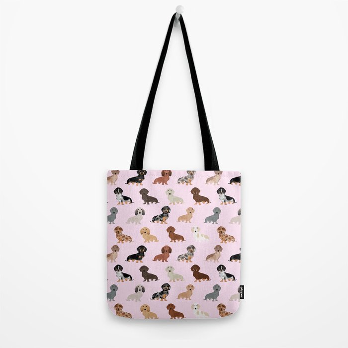 Dachshund dog breed pet pattern doxie coats dapple merle red black and tan Tote Bag Gallery Image 2