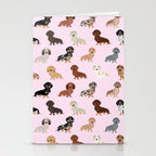 Dachshund dog breed pet pattern doxie coats dapple merle red black and tan Stationery Card Gallery Image 2