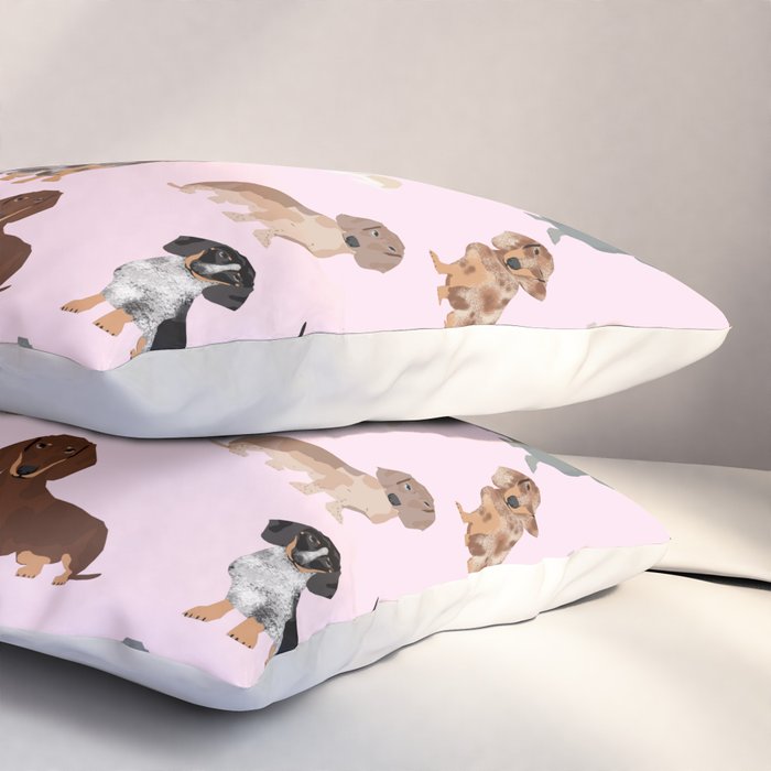 Dachshund dog breed pet pattern doxie coats dapple merle red black and tan Pillow Sham Gallery Image 3