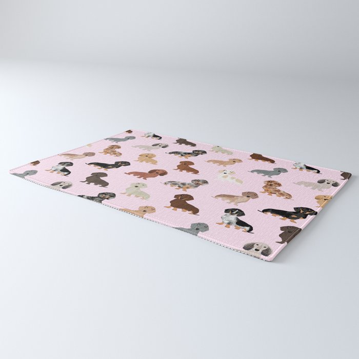 Dachshund dog breed pet pattern doxie coats dapple merle red black and tan Rug Gallery Image 3