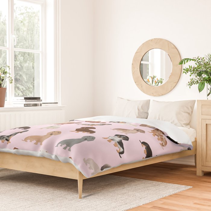 Dachshund dog breed pet pattern doxie coats dapple merle red black and tan Duvet Cover Gallery Image 2