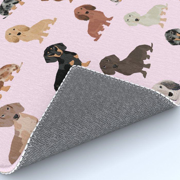 Dachshund dog breed pet pattern doxie coats dapple merle red black and tan Rug Gallery Image 4