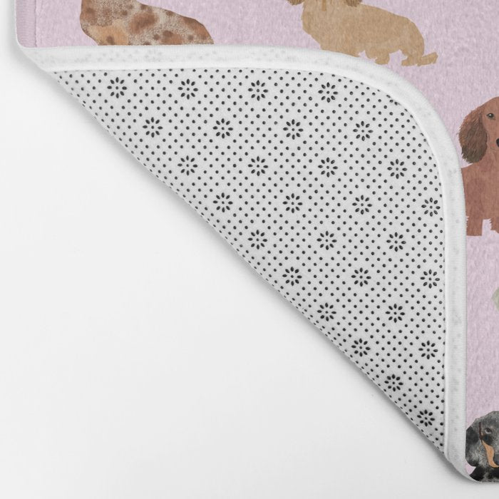 Dachshund dog breed pet pattern doxie coats dapple merle red black and tan Bath Mat Gallery Image 2