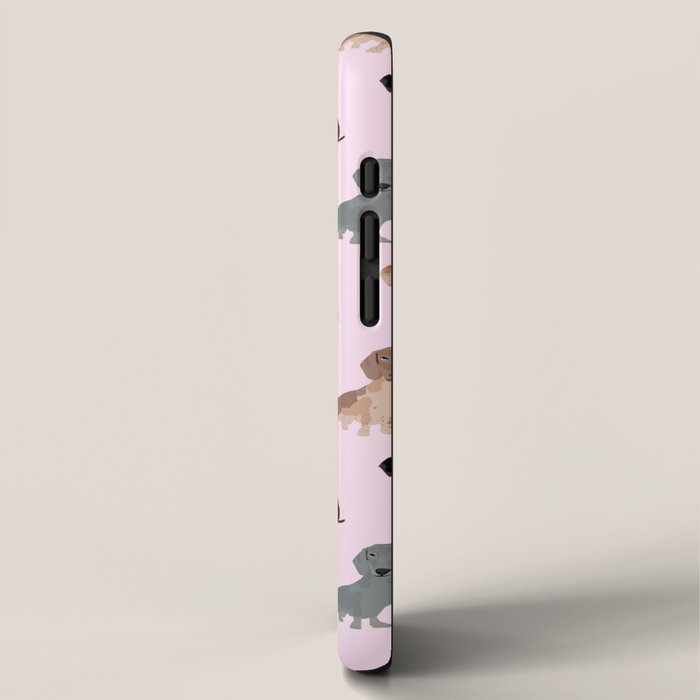 Dachshund dog breed pet pattern doxie coats dapple merle red black and tan iPhone Case Gallery Image 2