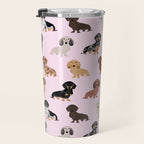 Dachshund dog breed pet pattern doxie coats dapple merle red black and tan Travel Mug Gallery Image 3