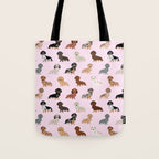 Dachshund dog breed pet pattern doxie coats dapple merle red black and tan Tote Bag Gallery Image 1