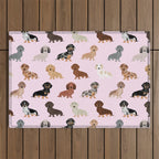 Dachshund dog breed pet pattern doxie coats dapple merle red black and tan Outdoor Rug Gallery Image 1