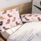 Dachshund dog breed pet pattern doxie coats dapple merle red black and tan Pillow Sham Gallery Image 2