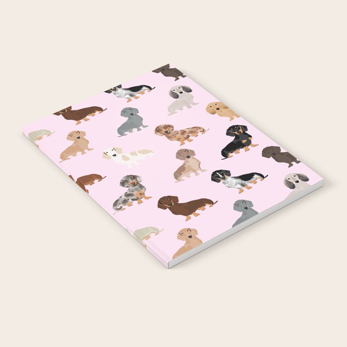 Dachshund dog breed pet pattern doxie coats dapple merle red black and tan Notebook Gallery Image 2