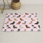 Dachshund dog breed pet pattern doxie coats dapple merle red black and tan Rug Gallery Image 1