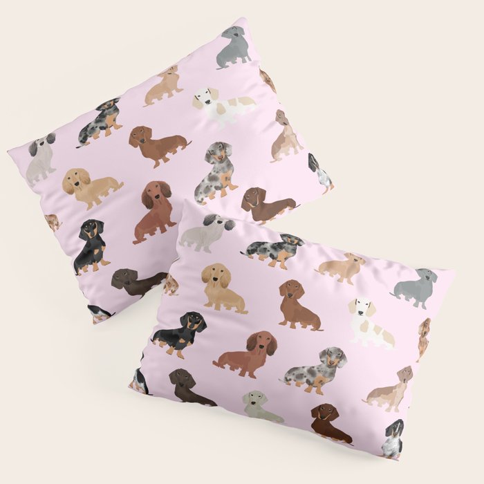 Dachshund dog breed pet pattern doxie coats dapple merle red black and tan Pillow Sham Gallery Image 1