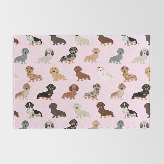 Dachshund dog breed pet pattern doxie coats dapple merle red black and tan Rug Gallery Image 2