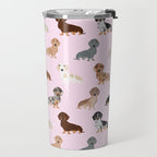Dachshund dog breed pet pattern doxie coats dapple merle red black and tan Travel Mug Gallery Image 2