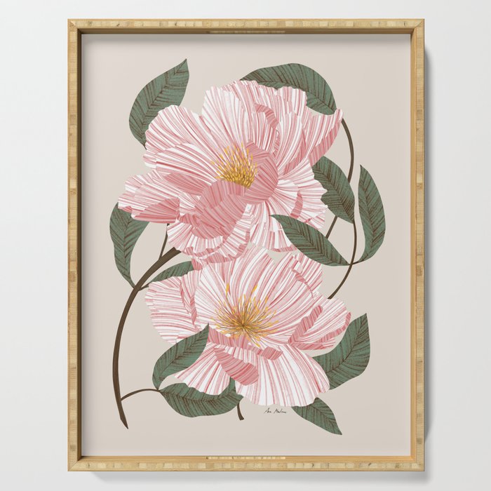 Peonies flowers I Serving Tray Gallery Image 1