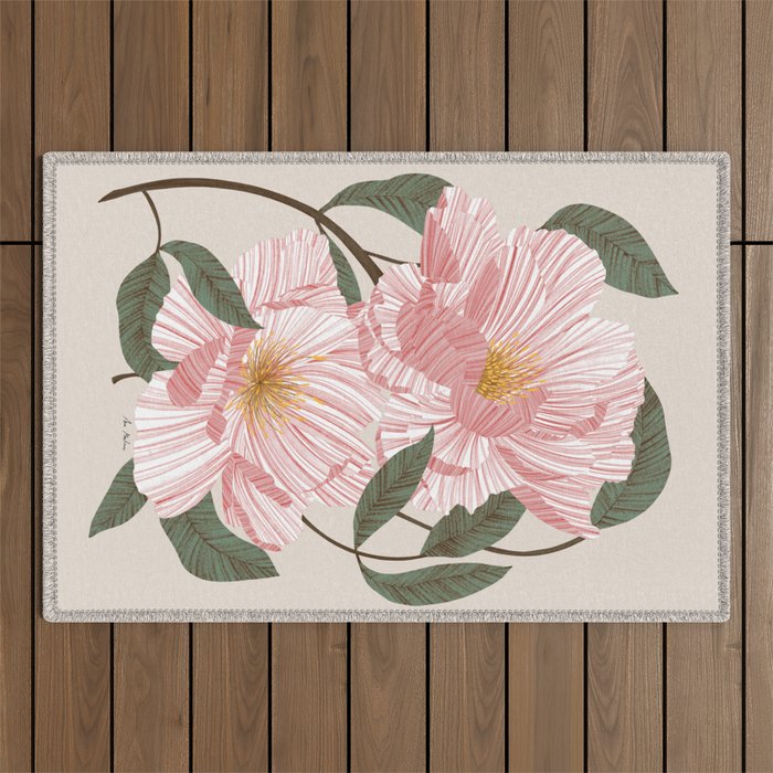 Peonies flowers I Outdoor Rug Gallery Image 1