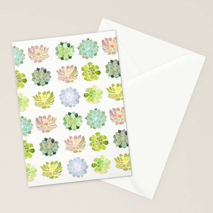 Spring Succulents Stationery Card Gallery Image 2