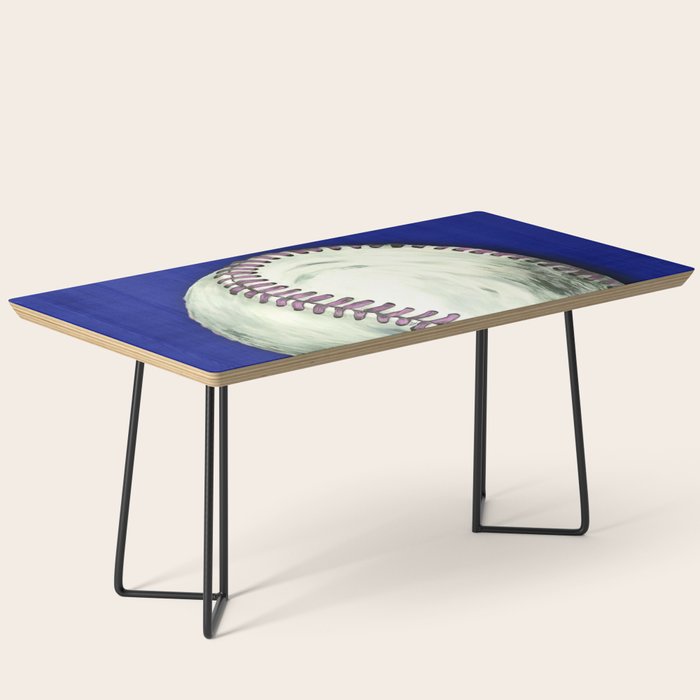 Vintage Distressed Baseball Art Navy Blue Coffee Table Gallery Image 1